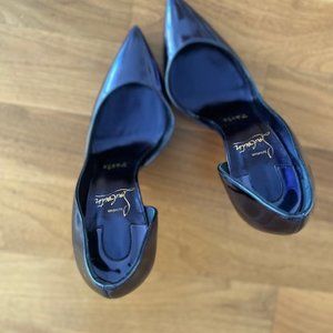 SIZE 6 Christian Louboutin Navy Metallic Iriza 4 inch stiletto